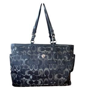COACH E06K- 6429 Signature Optic Diaper Bag Tote Black Gray